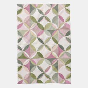 Pastel Floral Geometry Cottagecore Pattern Kitchen Towel