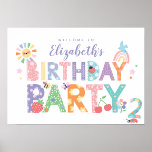 Pastel Floral Girls 2nd Birthday Welcome Sign