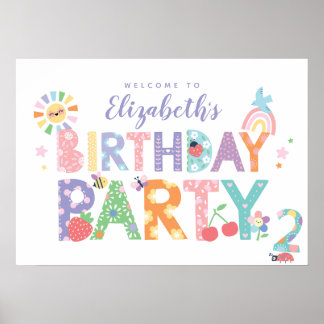 Pastel Floral Girls 2nd Birthday Welcome Sign