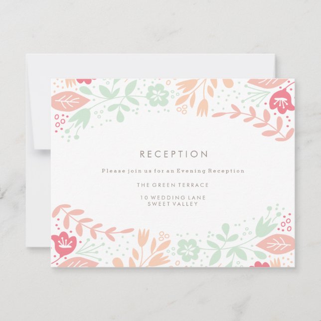 Pastel Floral Grace Mariage Carte de réception (Devant)
