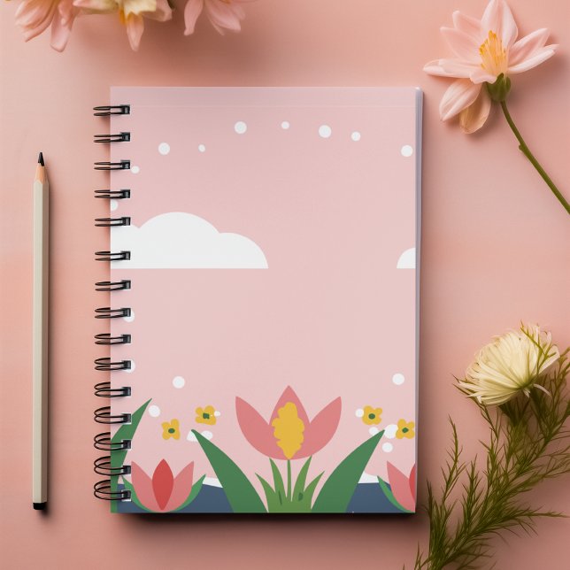 Pastel Floral in light pink customizable name Notebook (Pastel Floral in light pink customizable name Notebook)