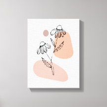 Pastel Floral Line Art – Modern Canvas Print