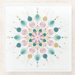 Pastel Floral Mandala Ceramic Glass Coaster<br><div class="desc">Elevate your home decor with this elegant floral mandala coaster. Featuring a delicate, hand-drawn aesthetic, this design combines soft pastel pinks, muted teals, and warm gold accents in a symmetrical, blooming pattern. The clean white background makes the intricate botanical details pop, blending a boho-chic vibe with modern minimalism. Perfect for...</div>