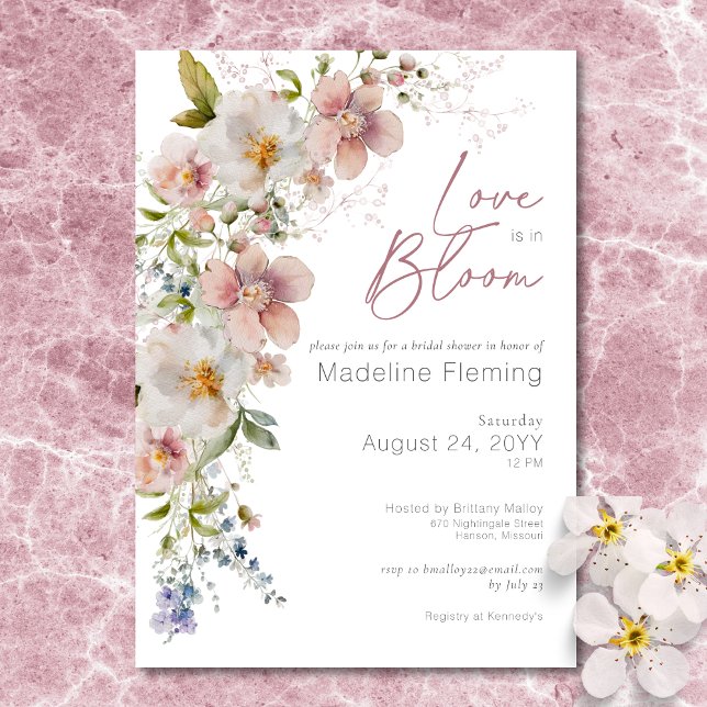 Pastel Floral Modern Love In Bloom Bridal Shower Invitation (Pastel Floral Modern Love In Bloom Bridal Shower Invitation)