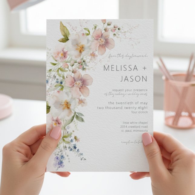 Pastel Floral Modern Wedding Invitation (Creator Uploaded)