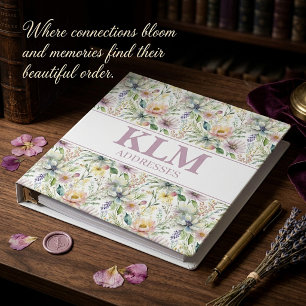 Pastel floral monogram address book binder