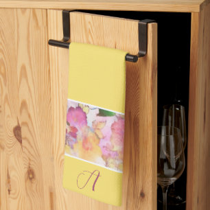 Pastel floral monogram kitchen towel