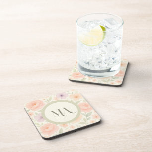 Pastel Floral Monogramme Dessous de verre en plast