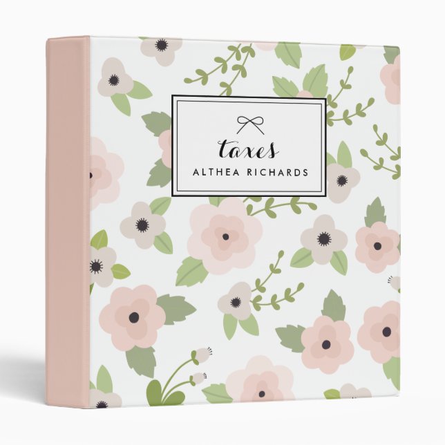 Pastel Floral Motif Classeur personnalisé (Devant/Côté)