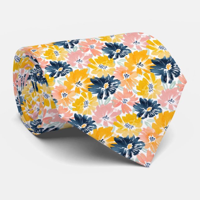 Pastel Floral Necktie (Rolled)