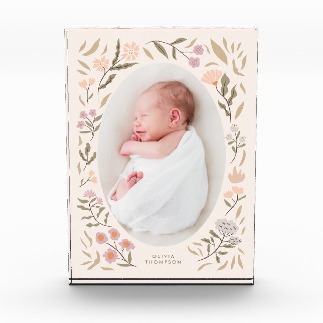 Pastel Floral Newborn Photo Keepsake (Front)
