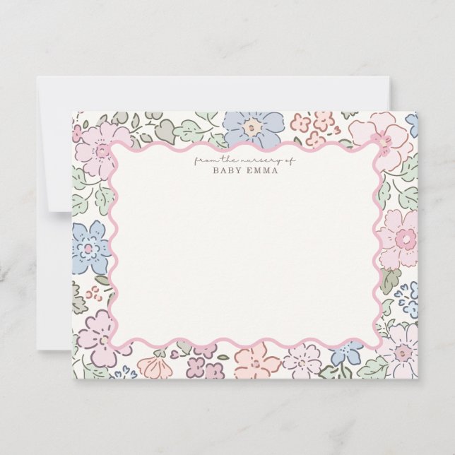 Pastel Floral Nursery Frame Note Card (Front)