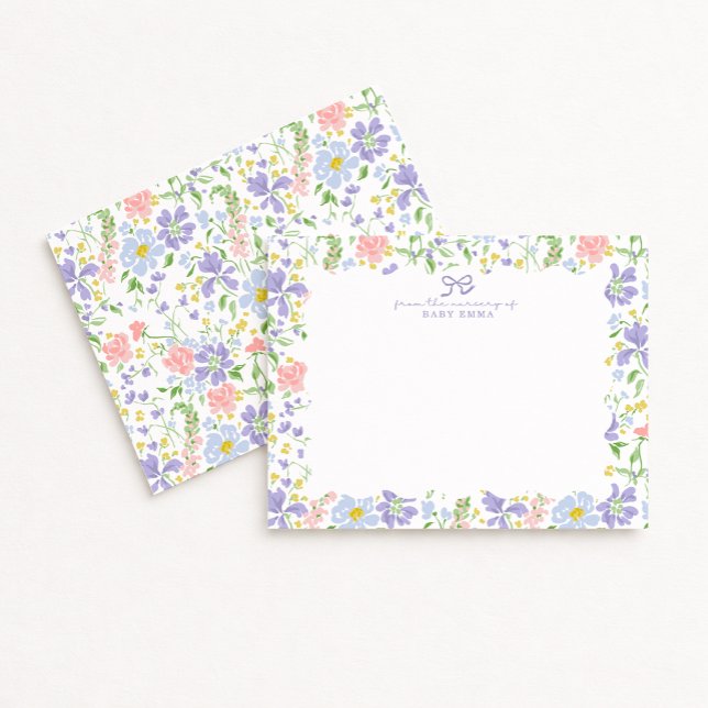 Pastel Floral Nursery Note Card for Baby Girl (Creator Uploaded)
