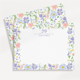 Pastel Floral Nursery Note Card for Baby Girl