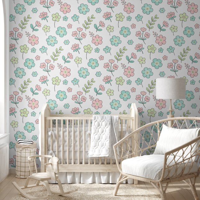 Pastel Floral Nursery Wallpaper (Kids)