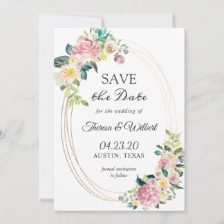 Pastel Floral Oval Save the Date