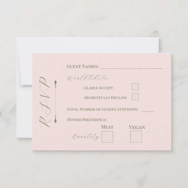 Pastel Floral Pale Pink RSVP Card (Front)