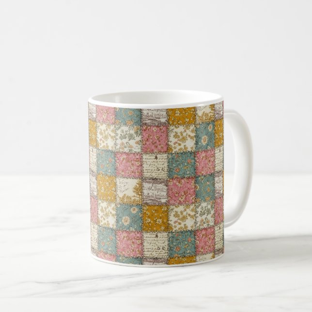 Pastel Floral Patchwork Picnic Pattern (13) Coffee Mug (Front Right)