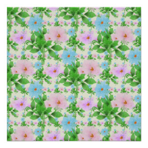 Pastel Floral Pattern Aesthetic   Watercolor Poster