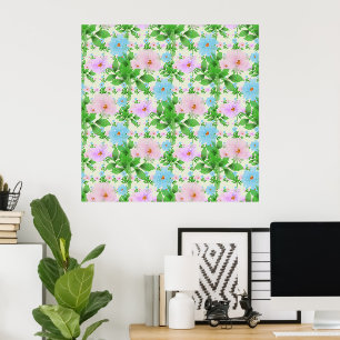 Pastel Floral Pattern Aesthetic   Watercolor Poster