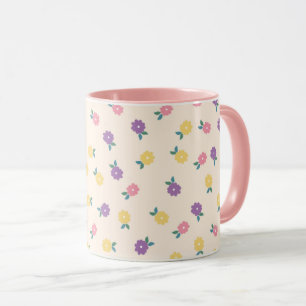 Pastel Floral Pattern – Cute Yellow, Pink & Purple Mug