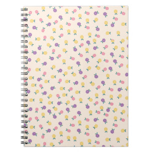 Pastel Floral Pattern – Cute Yellow, Pink & Purple Notebook