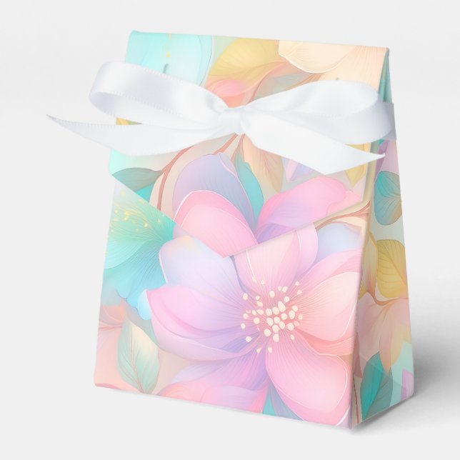 Pastel floral pattern favor box (Front Side)