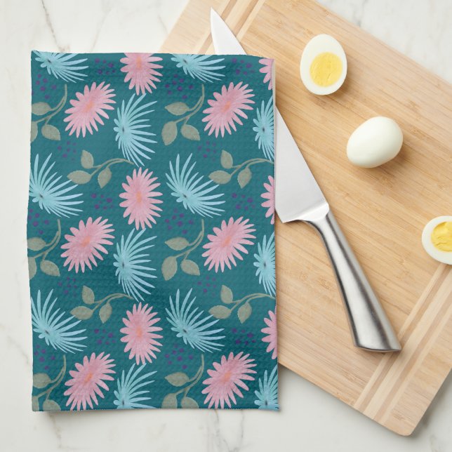 Pastel Floral Pattern  Kitchen Towel (Quarter Fold)