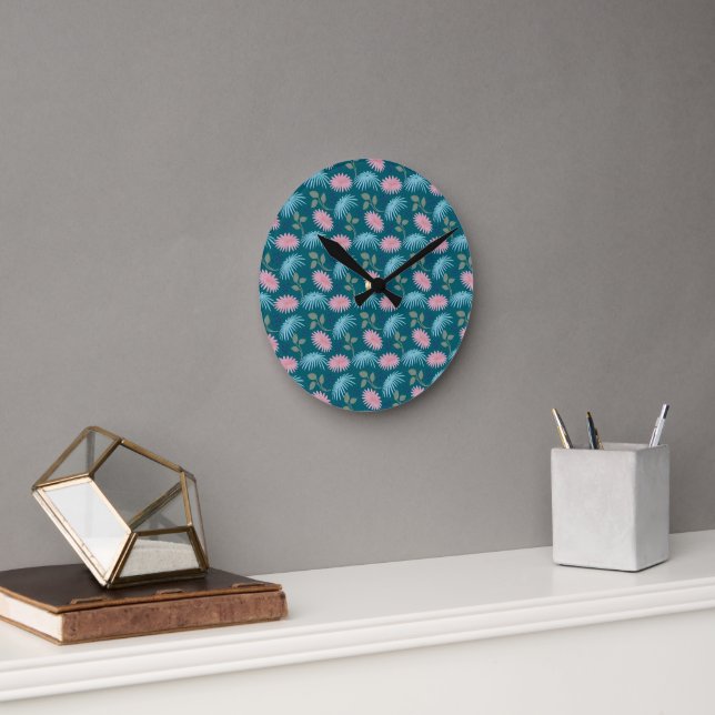Pastel Floral Pattern  Round Clock (Office)