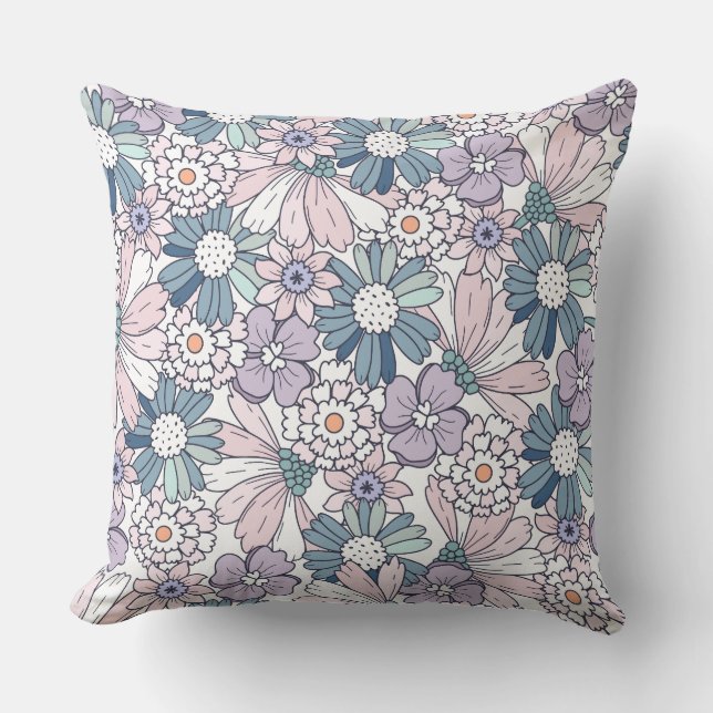 Pastel Floral Pattern  Throw Pillow (Front)