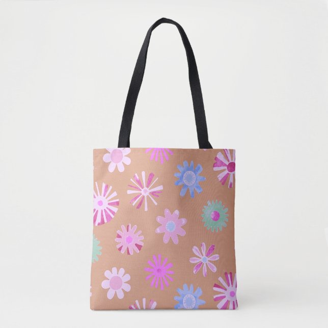 Pastel Floral Pattern Tote Bag (Front)