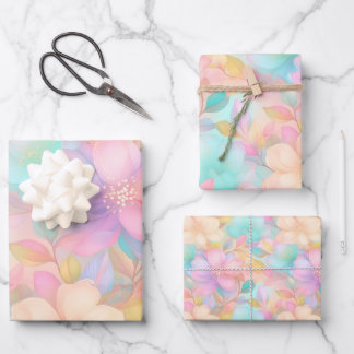 Pastel floral pattern wrapping paper sheet