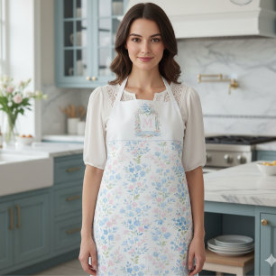 Pastel Floral Personalized Monogram Apron