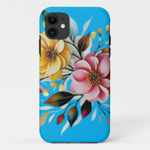 pastel floral pink yellow art vector  iPhone 11 case