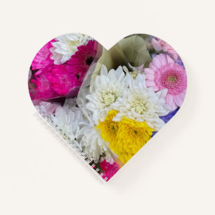 Pastel Floral Pink, Yellow & White Chrysanthemum Notebook