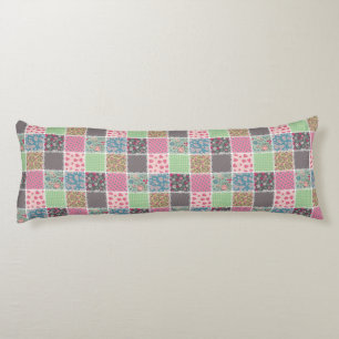Pastel Floral Quilt Squares Body Pillow