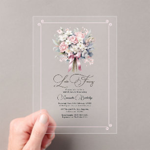 Pastel Floral Romantic Love Fancy Bridal Shower Acrylic Invitations