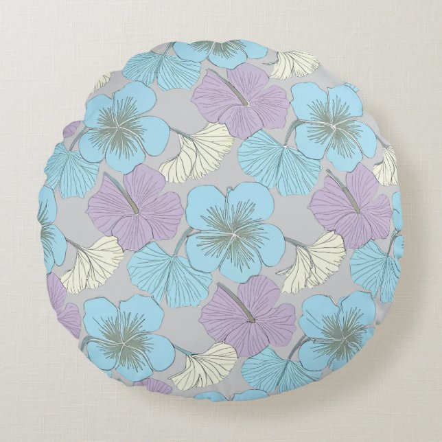“Pastel Floral Round Pillow" Pillow (Front)