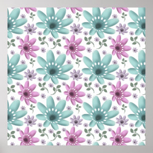 Pastel Floral Seamless Pattern  Poster