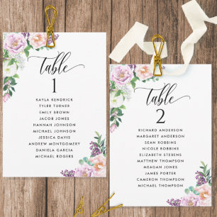 Pastel Floral, Seating Plan Cards with Guest Names