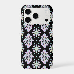 Pastel floral shapes on a black background