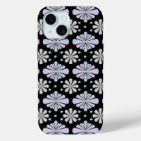 Pastel floral shapes on a black background