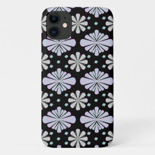 Pastel floral shapes on a black background iPhone 11 case