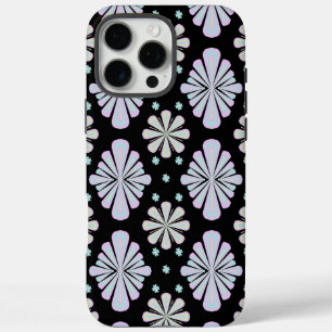 Pastel floral shapes on a black background iPhone 16 pro max case
