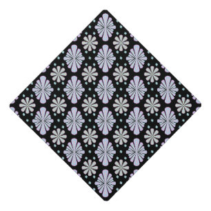 Pastel floral shapes on a black background graduation cap topper