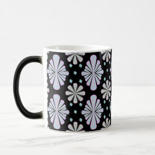 Pastel floral shapes on a black background magic mug
