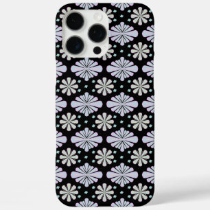 Pastel Floral Shapes on Black Background iPhone 16 Pro Max Case