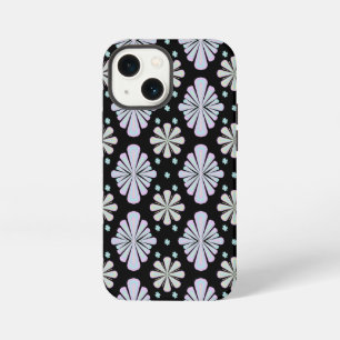 Pastel Floral Shapes on Black Background iPhone 13 Mini Case