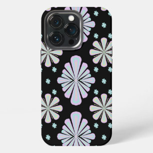 Pastel Floral Shapes on Black Background iPhone 13 Pro Case