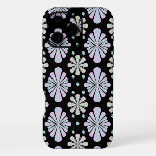 Pastel Floral Shapes on Black Background iPhone 16 Pro Max Case